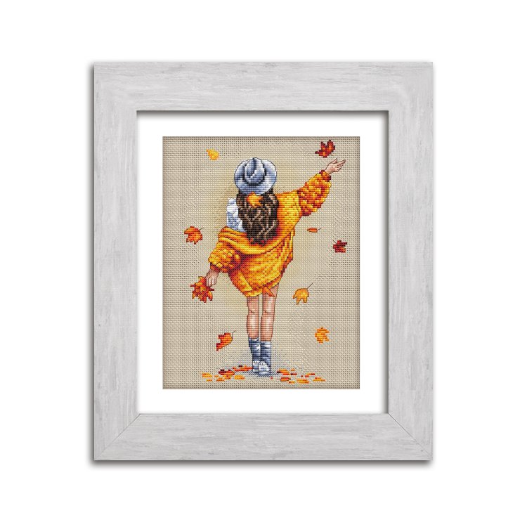 N082 Закохана в осінь. Набір для вишивки хрестом Кольорова - 1 N082 Закохана в осінь. Набір для вишивки хрестом Кольорова - 1