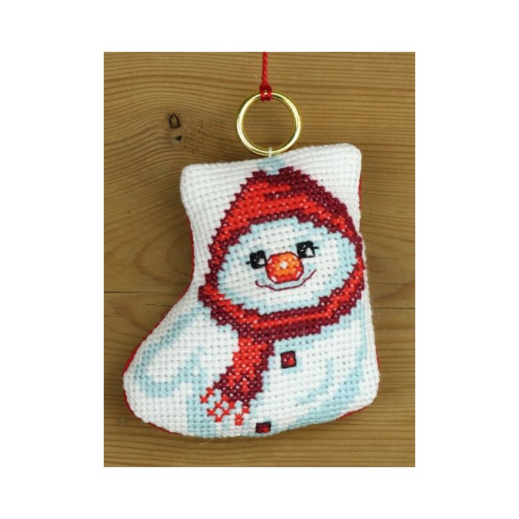 01-6256 Шкарпеток Сніговик. Набір для вишивання хрестом PERMIN - 1