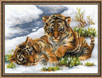 1564 Тигрята на снегу. Набор для вышивки крестом Риолис - 1