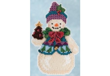 вишивка гладдю JS205102 Сніговик соснова шишка. Набір для вишивки в змішаній техніці Mill Hill