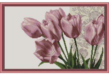  400/57 Розовые тюльпаны. Набор для вышивки крестом Фантазия