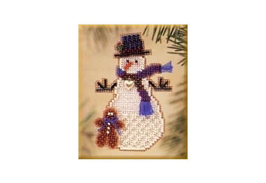 вышивка гладью MHSC42 Снеговик с имбирным человечком. Набор для вышивки в смешанной технике Mill Hill