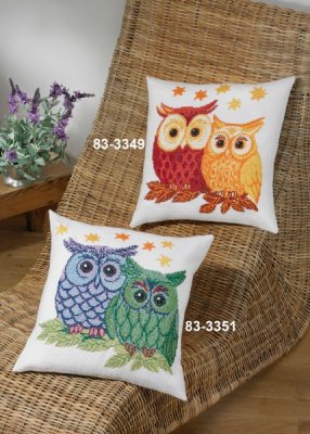 83-3351 Совы голубая и зеленая. Набор для вышивания крестом PERMIN - 1 83-3351 Совы голубая и зеленая. Набор для вышивания крестом PERMIN - 1