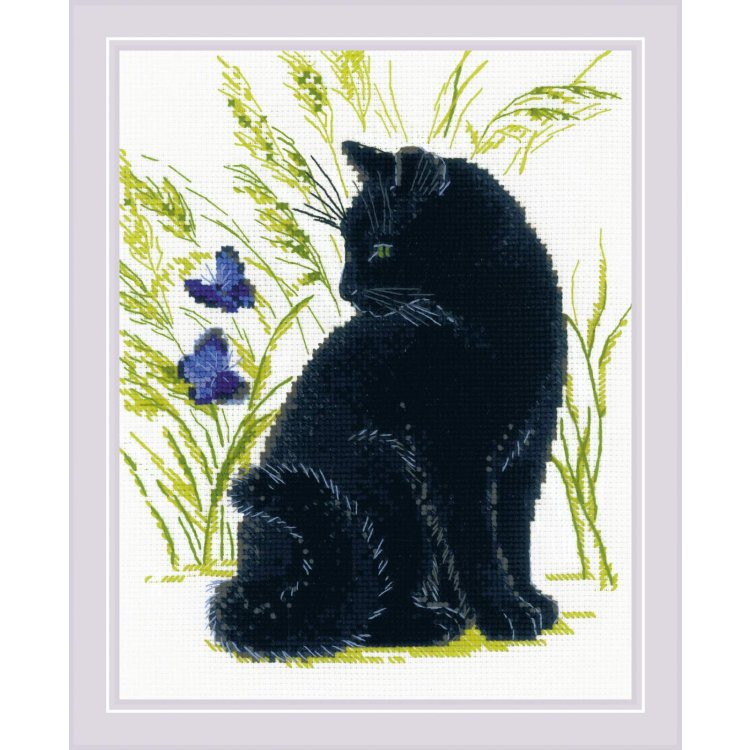 2001 Чорний кіт. Набір для вишивки хрестиком Ріоліс - 1