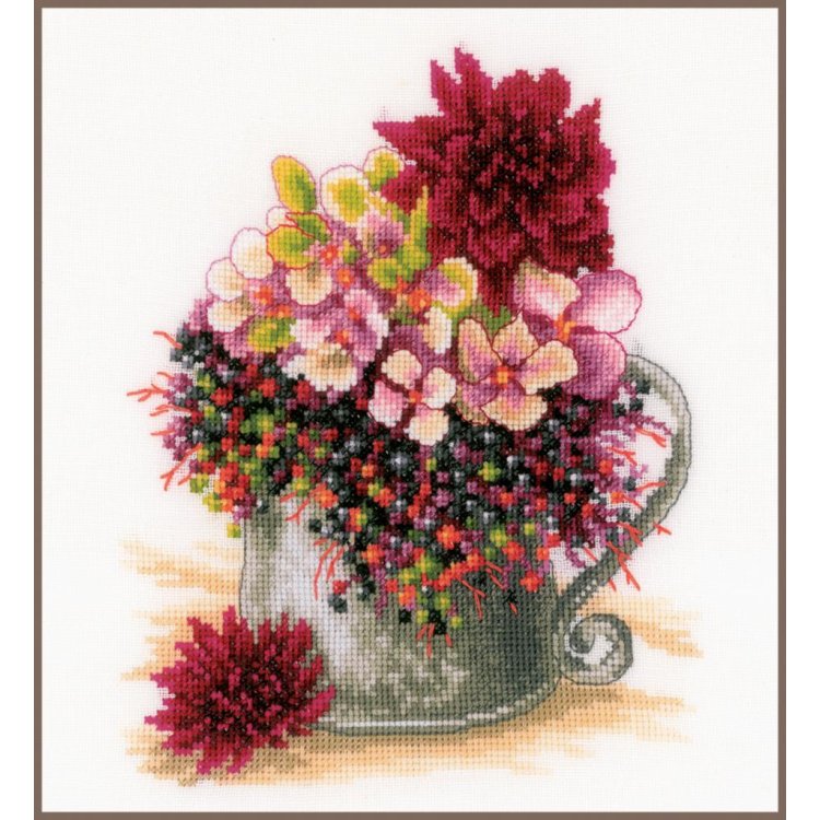 PN-0185110 Pink blush bouquet. Набор для вышивки крестом Lanarte - 1