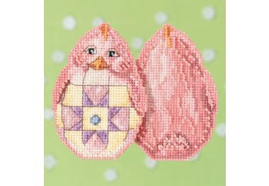 вышивка гладью JS181715 Розовый цыпленок. Набор для вышивки в смешанной технике Mill Hill