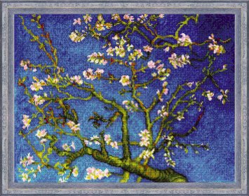 1698 Цветущий миндаль по мот. карт. Ван Гога. Набор для вышивки крестом Риолис - 1