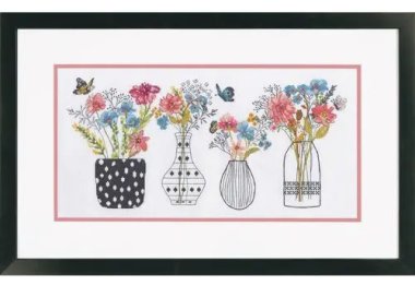  70-35431 Набір для вишивання хрестиком "Wildflower Vases" "Вази з польовими квітами" DIMENSIONS