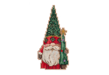 вишивка гладдю JS202211 Гном з ялинкою. Набір для вишивки в змішаній техниці Mill Hill
