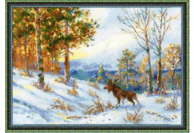  1528 Лось в зимнем лесу. Набор для вышивки крестом Риолис