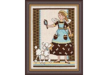 вишивка гладдю DM302102 Розпещений песик. Набір для вишивки в змішаній техниці Mill Hill