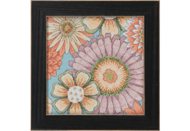 вышивка гладью DM302213 1 Голубые цветы 1. Набор для вышивки в смешанной технике Mill Hill