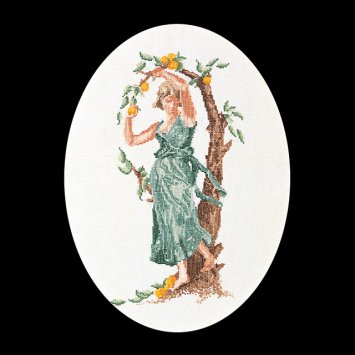 944 Lady with Fruits Linen. Набор для вышивки крестом Thea Gouverneur - 1