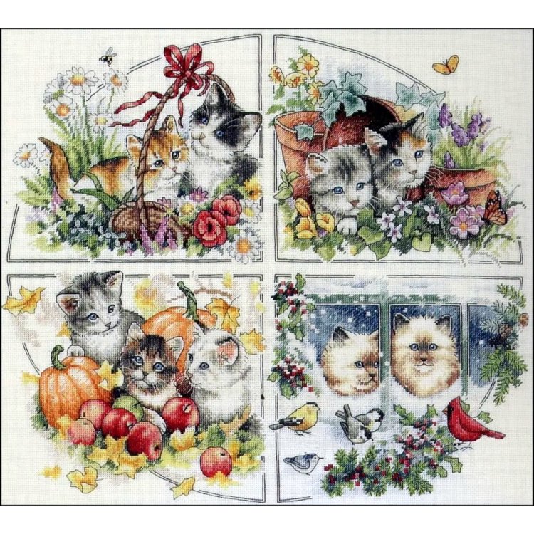 4604 Пори року. Кошенята. Набір для вишивки хрестиком Classic Design - 1 4604 Пори року. Кошенята. Набір для вишивки хрестиком Classic Design - 1