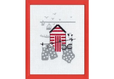  13-7123 Красный пляжный домик. Набор для вышивания крестом PERMIN