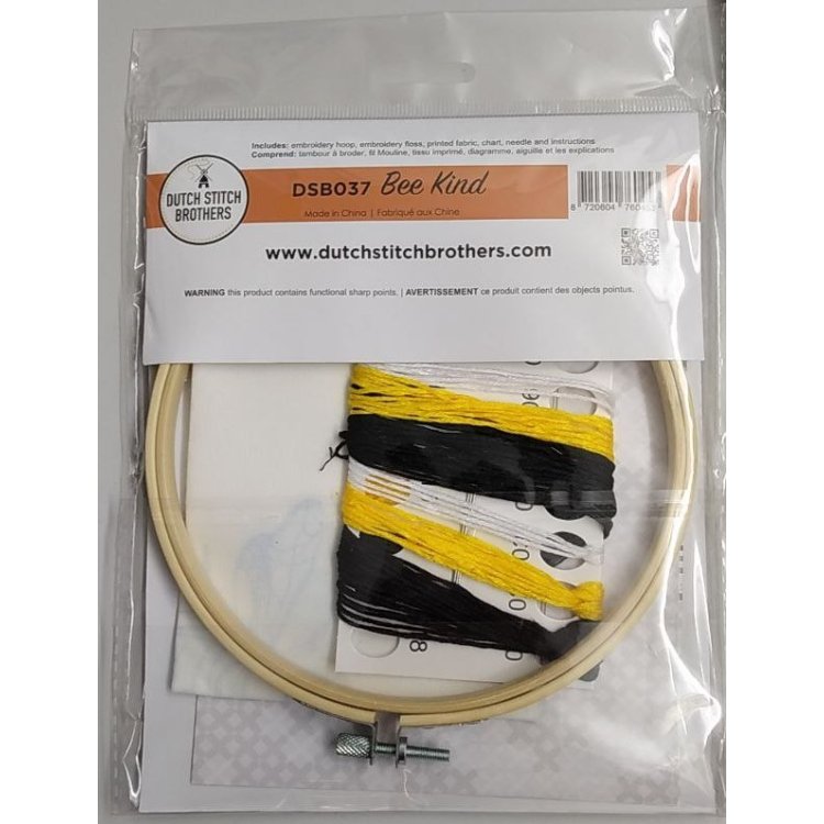 DSB037 Bee Kind 6 Inch hoop kit. Набір для вишивання гладдю DSB - 2