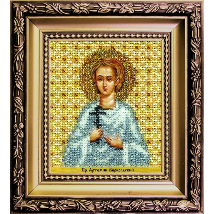 Б-1208 Икона святой праведный Артемий Веркольский Набор для вышивки бисером - 1
