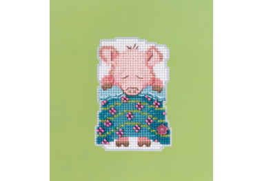 вишивка гладдю MH182211 Свинка під ковдрою. Набір для вишивки в змішаній техниці Mill Hill