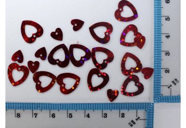  Паєтки Сердечки (червоні голограма), 20 грам. Розмір 12 * 13 мм. №72