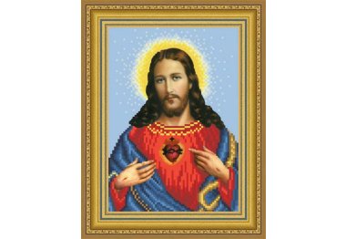  ТО-090 Ікона Відкрите Серце Ісуса. Схема для вишивки бісером (габардин) ТМ Барвиста Вишиванка