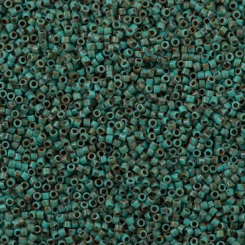 DB-2264 Бісер Miyuki Delica Beads 11/0 (непрозорий, покриття пікассо, мікс бірюзовий) - 1