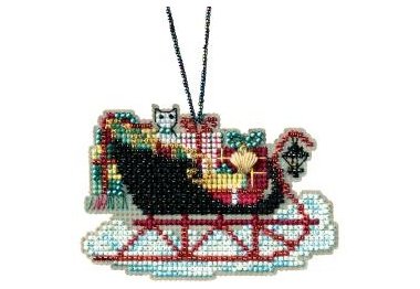 вишивка гладдю MH161732 Вінтажні санки. Набір для вишивки в змішаній техніці Mill Hill