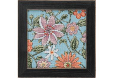 вышивка гладью DM302214 2 Голубые цветы 2. Набор для вышивки в смешанной технике Mill Hill