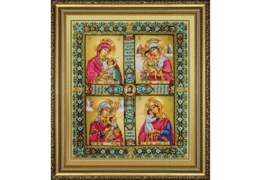  Набір для вишивки бісером Чотиричастинна Ікона Пресвятої Богородиці  Р-429 ТМ Картини бісером