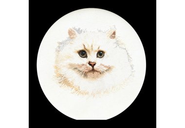  1045 Белый Персидский Кот, White Persian Cat (Теа Гувернер). Набор для вышивки крестом