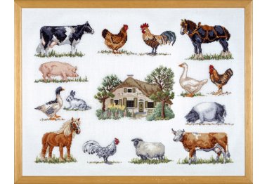  70-6420 Тварини на фермі (Animals at the farm. Набір для вишивання хрестом PERMIN