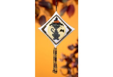 вишивка гладдю MH229204 Кішка відьма. Набір для вишивки в змішаній техніці Mill Hill вишивка гладдю MH229204 Кішка відьма. Набір для вишивки в змішаній техніці Mill Hill