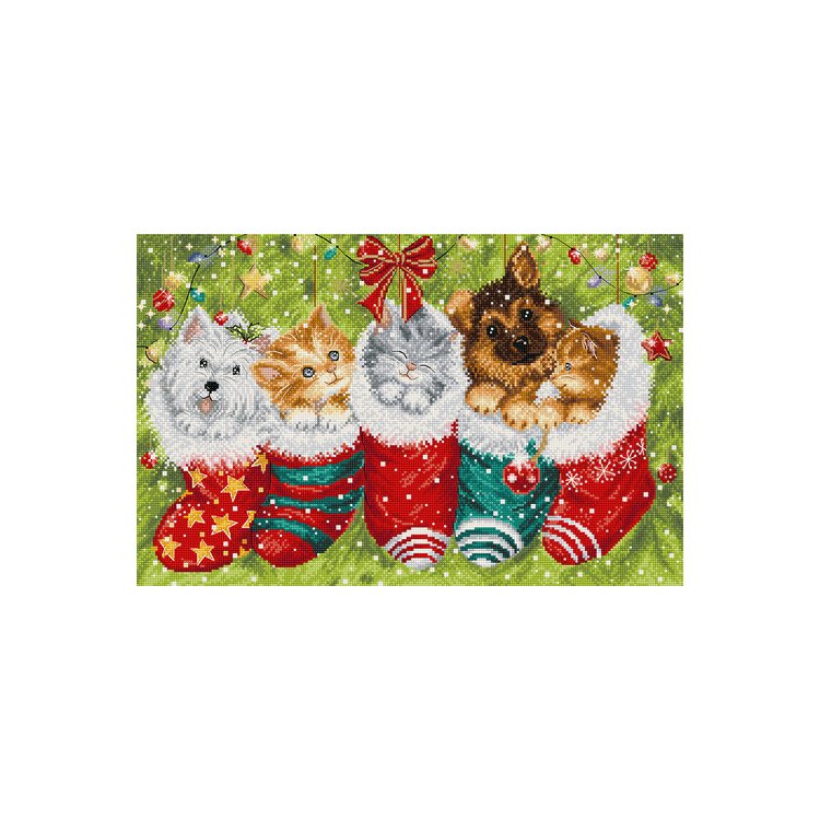 Набор для вышивки крестом L9940 Dogs and Cats in Stockings. Letistitch - 1