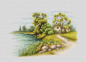 B2283 Пейзаж с озером. Набор для вышивки крестом - 1
