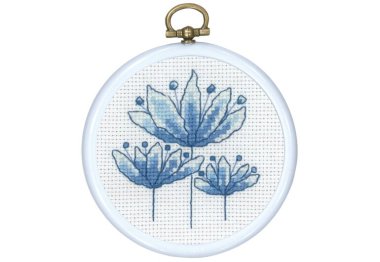  13-0844 с пяльцами "Голубые тюльпаны (Blue Tulips. Набор для вышивания крестом PERMIN