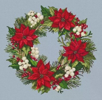 4619 Вінок з Пуансетією. Набір для вишивки хрестиком Classic Design - 1 4619 Вінок з Пуансетією. Набір для вишивки хрестиком Classic Design - 1