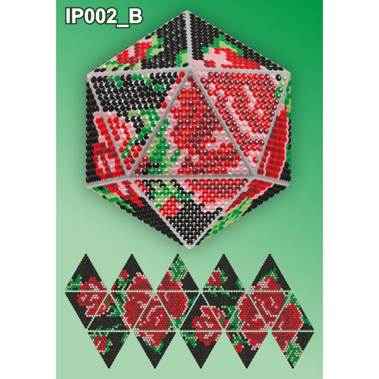 IP002_B Новорічна куля Троянди на чорному. Набір алмазної вишивки ТМ Вдохновение - 1