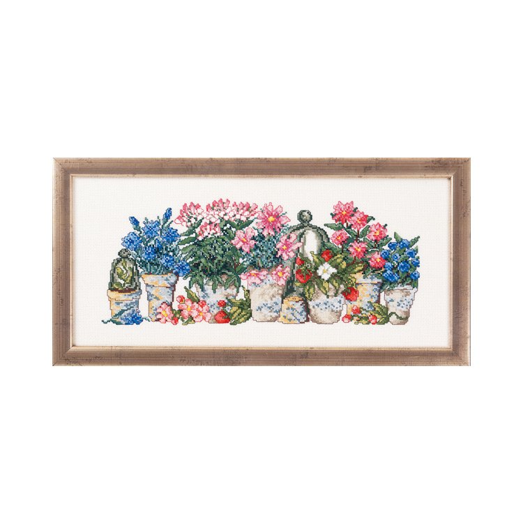 12-5185 Рожеві та блакитні квіти. Набір для вишивання хрестом PERMIN - 1 12-5185 Рожеві та блакитні квіти. Набір для вишивання хрестом PERMIN - 1