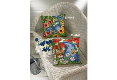  83-4149 Блакитна лійка і кіт. Набір для вишивання хрестом PERMIN