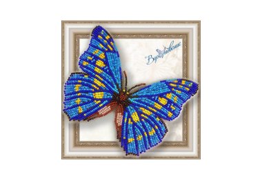 наборы для вышивания бисером BGP-010 3D Бабочка Морфо Киприда. Набор для вышивки бисером ТМ Вдохновение