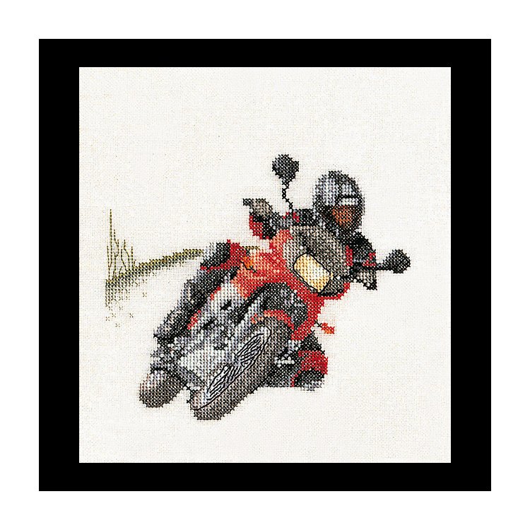 3054 Motorcyclist Linen. Набор для вышивки крестом Thea Gouverneur - 1