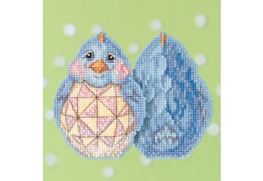 вышивка гладью JS181711 Голубой цыпленок. Набор для вышивки в смешанной технике Mill Hill