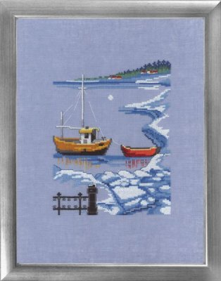 12-9163 Човен в снігу (Boats in snow. Набір для вишивання хрестом PERMIN - 1