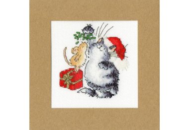  XMAS26 Набор для вышивания крестом (рождественская открытка) Under The Mistletoe "Под омелой" Bothy Threads
