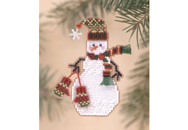 вышивка гладью MHSC41 Снеговик с перчатками. Набор для вышивки в смешанной технике Mill Hill