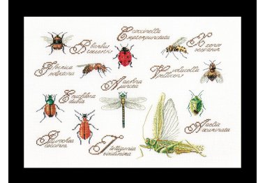  3029 Insect Panel Linen. Набір для вишивки хрестом Thea Gouverneur