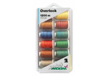 нитки для вышивания Набор армированных ниток Aerolock №125 Blister Box Multicolor, 12х1200 м MADEIRA  арт. 8097