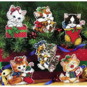 4550 Різдвяні кошенята. Набір для вишивки хрестиком Classic Design - 1