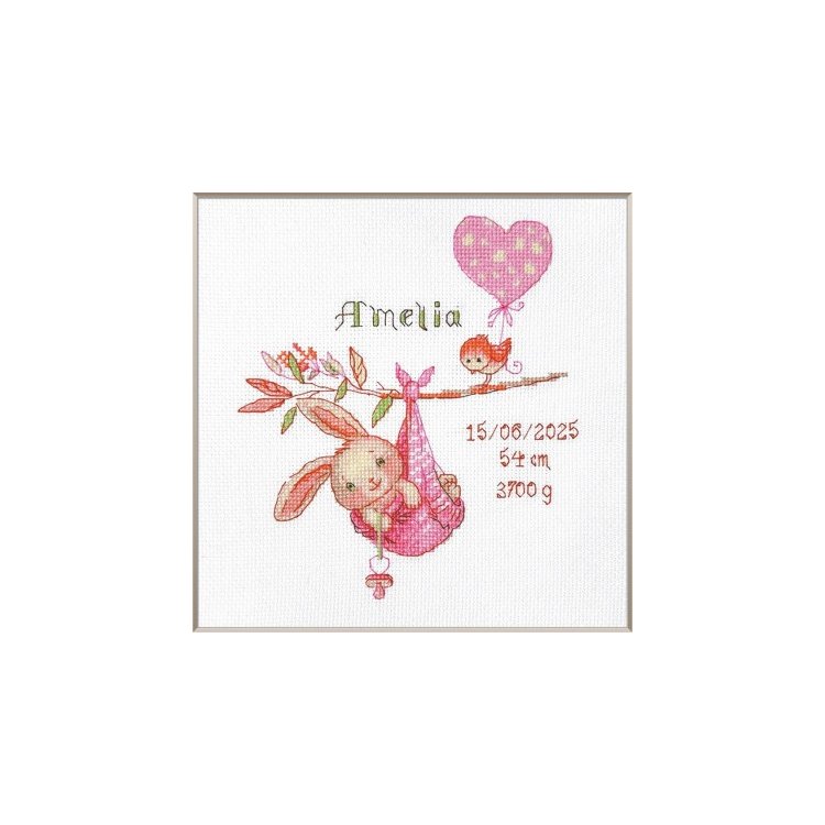 A1029 Народження дівчинки. Набір для вишивки хрестиком AINE - 1