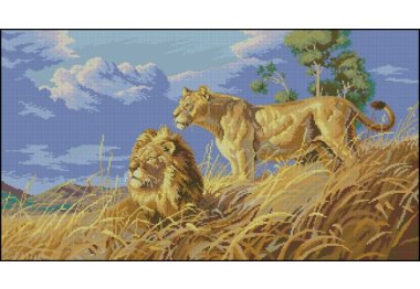  03866 Африканські леви. Набір для вишивки хрестиком Dimensions