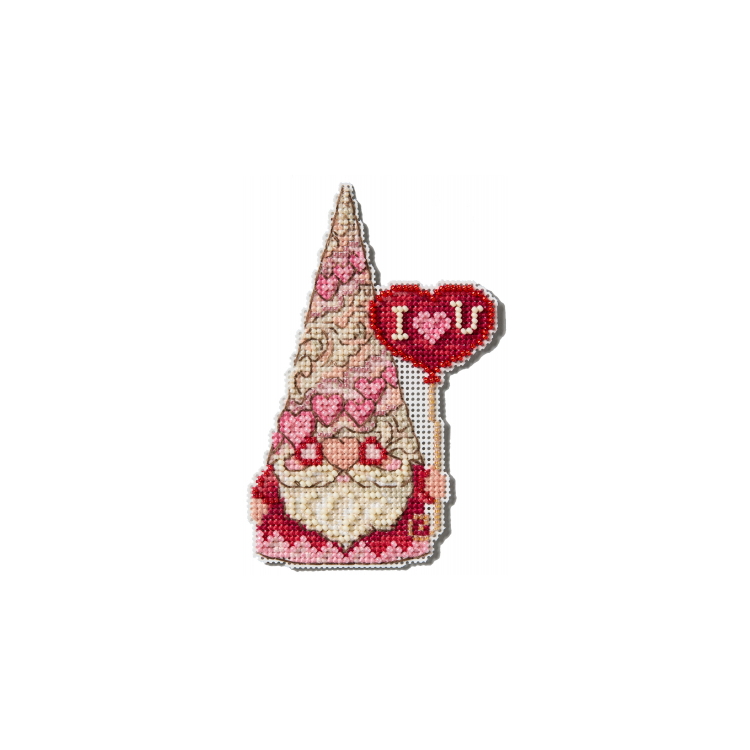 JS202511 Гном із серцем. Набір для вишивки в змішаній техниці Mill Hill - 1